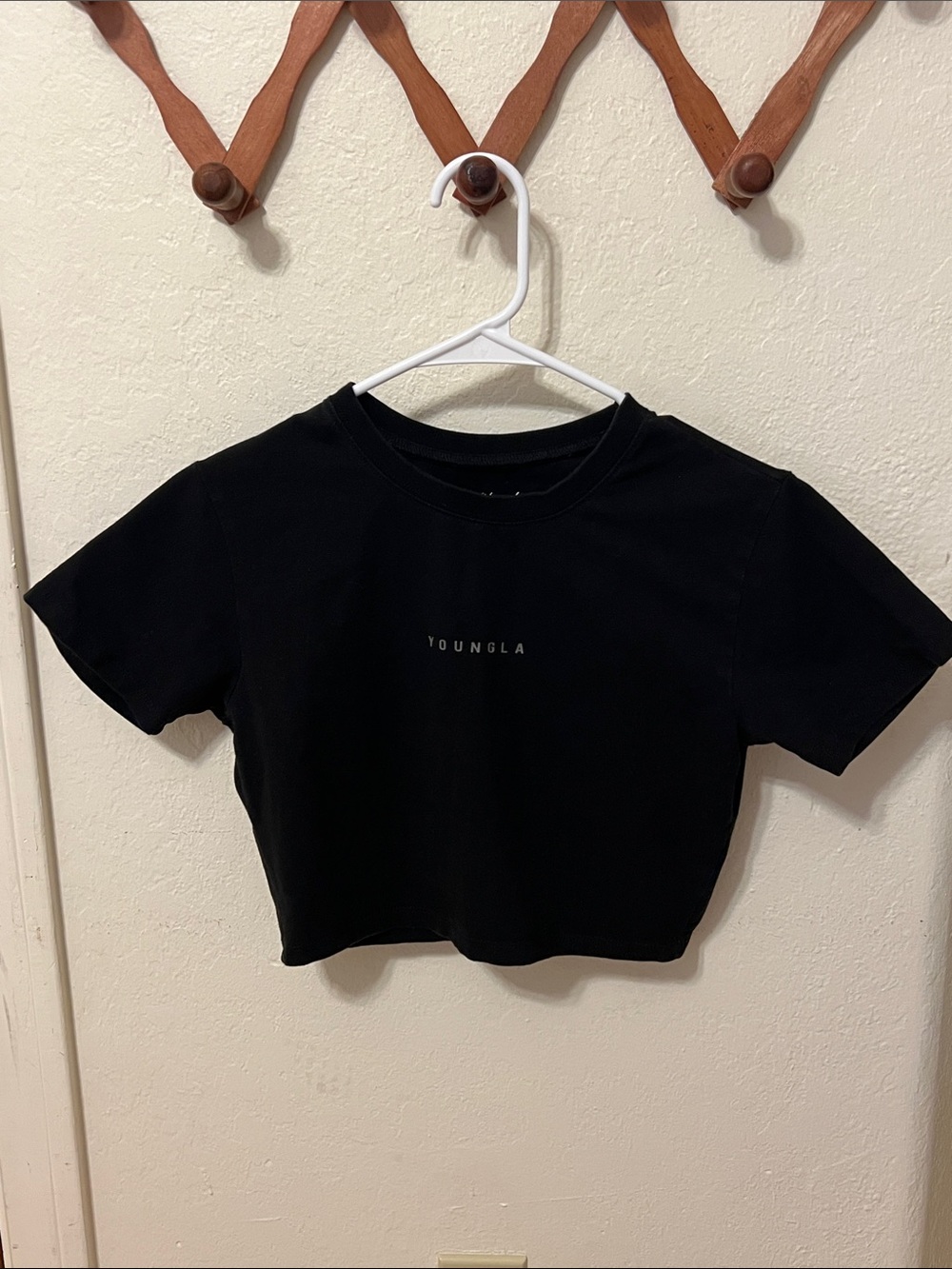 YoungLA Black Cropped Logo Tee